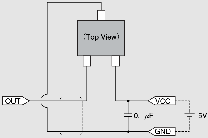 Schéma du circuit d'application - Asahi Kasei Microdevices Circuits intégrés à effet Hall linéaires EQx