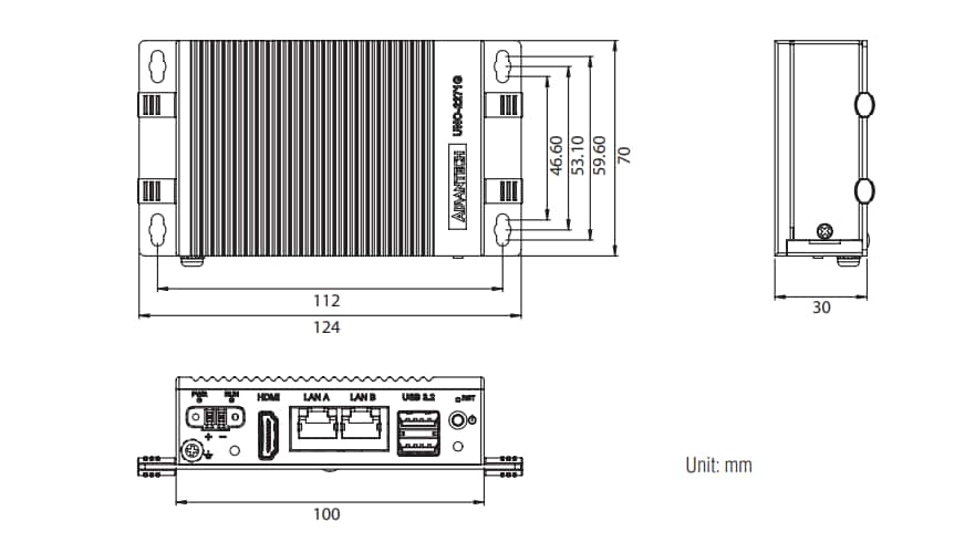 Plan mécanique - Advantech Client léger IdO de poche en périphérie ThinManager®
