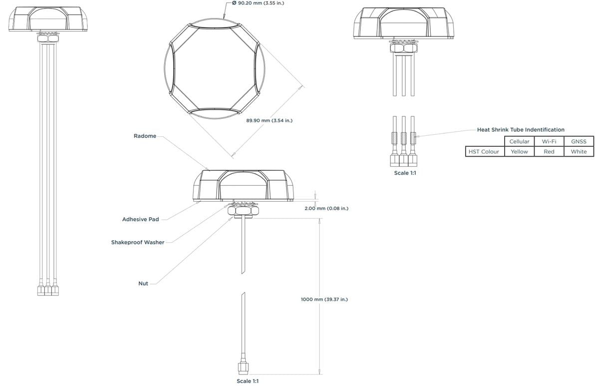 Plan mécanique - TE Connectivity Antenne Puck cellulaire L000321-01 Verante