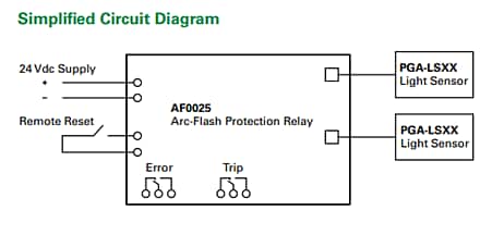 Schéma du circuit d'application - Littelfuse Relais de détection d’arc électrique AF0025
