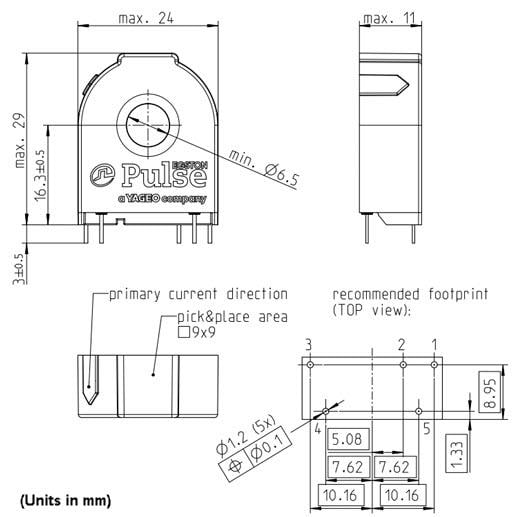 Plan mécanique - Pulse Egston Capteurs de courant de bobine RC01/03/05 Rogowski
