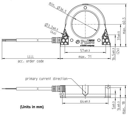 Plan mécanique - Pulse Egston Capteurs de courant de bobine RC01/03/05 Rogowski