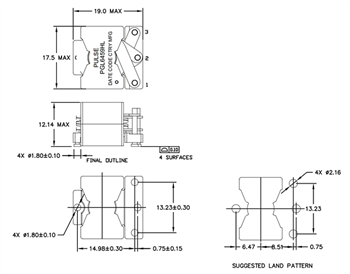 Graphique - Pulse Electronics Inducteurs à bobine plate haute fréquence