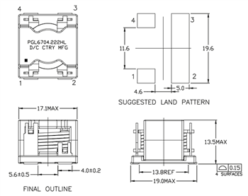 Graphique - Pulse Electronics Inducteurs à bobine plate haute fréquence