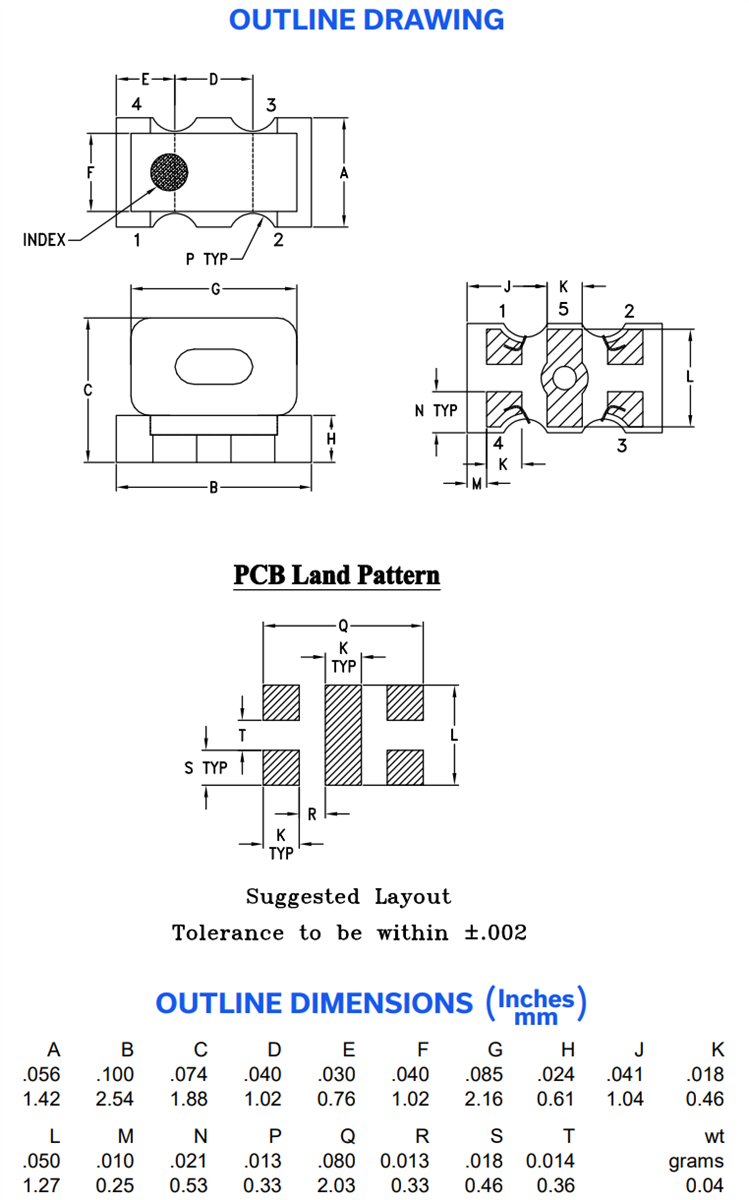 Plan mécanique - Mini-Circuits Transformateur RF TTC1-682W +
