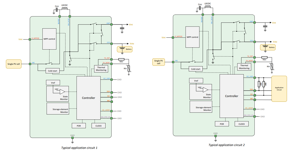 Application Circuit Diagram - e-peas AEM10900 Solar Energy Harvesting Charger