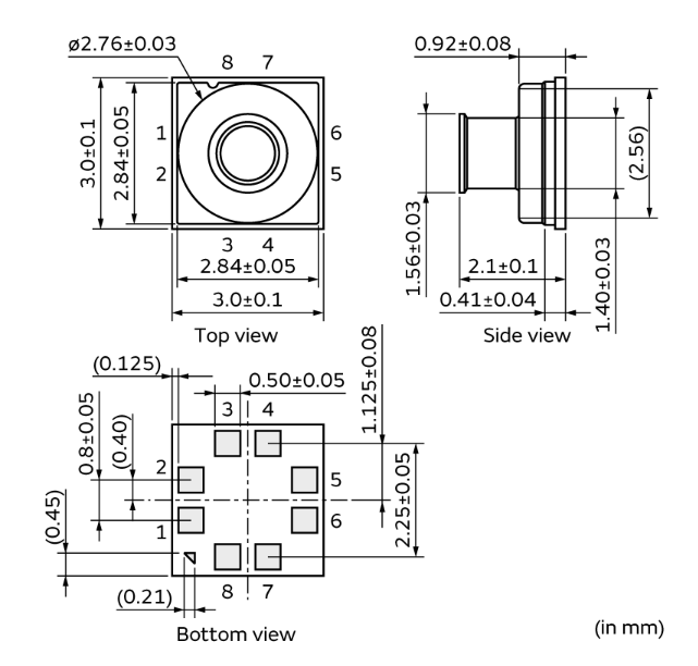 Plan mécanique - Murata Electronics Capteur de pression barométrique ZPA
