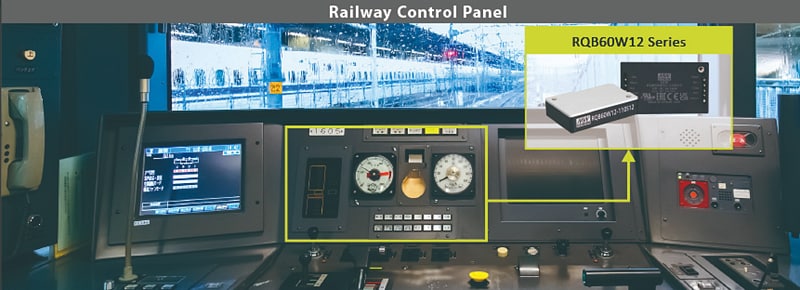 MEAN WELL Convertisseurs CC-CC ferroviaires quart de brique RQB60W12