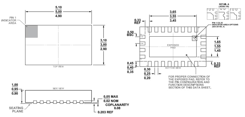 Plan mécanique - Analog Devices Inc. Modules multi-puces frontaux RF ADRF5534