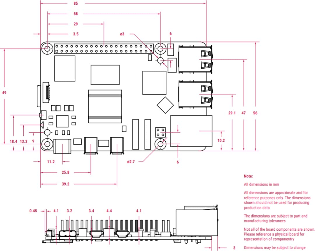 Plan mécanique - Raspberry Pi 5 ordinateurs à carte unique
