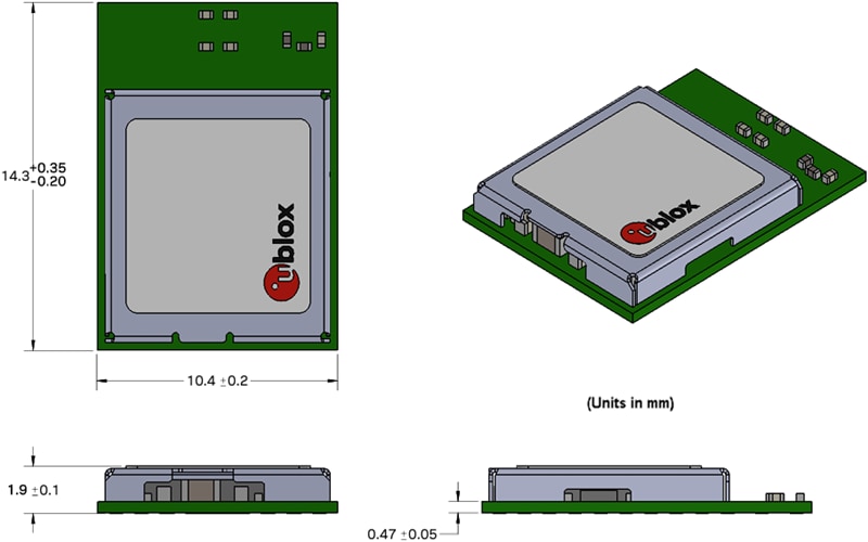 Plan mécanique - u-blox Modules multiprotocoles NORA-W30
