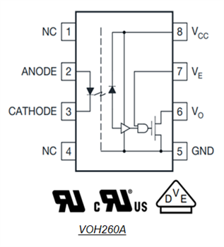 Schéma de principe - Vishay Semiconductors Optocoupleurs haut débit 10 MBd VOH/VOIH/VOWH
