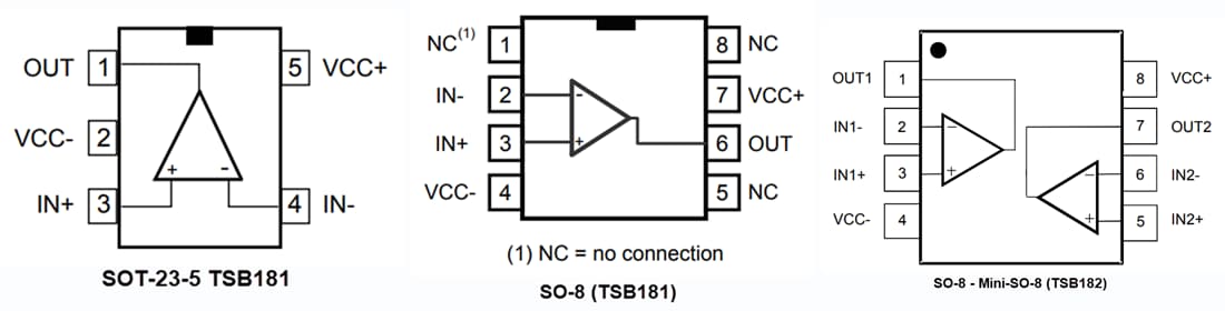 Schéma - STMicroelectronics Amplis op de très haute précision TSB181/TSB182