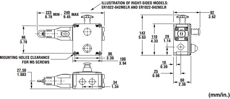 Plan mécanique - Omron Industrial Automation Interrupteur à arrêt d'urgence à câble XER1032