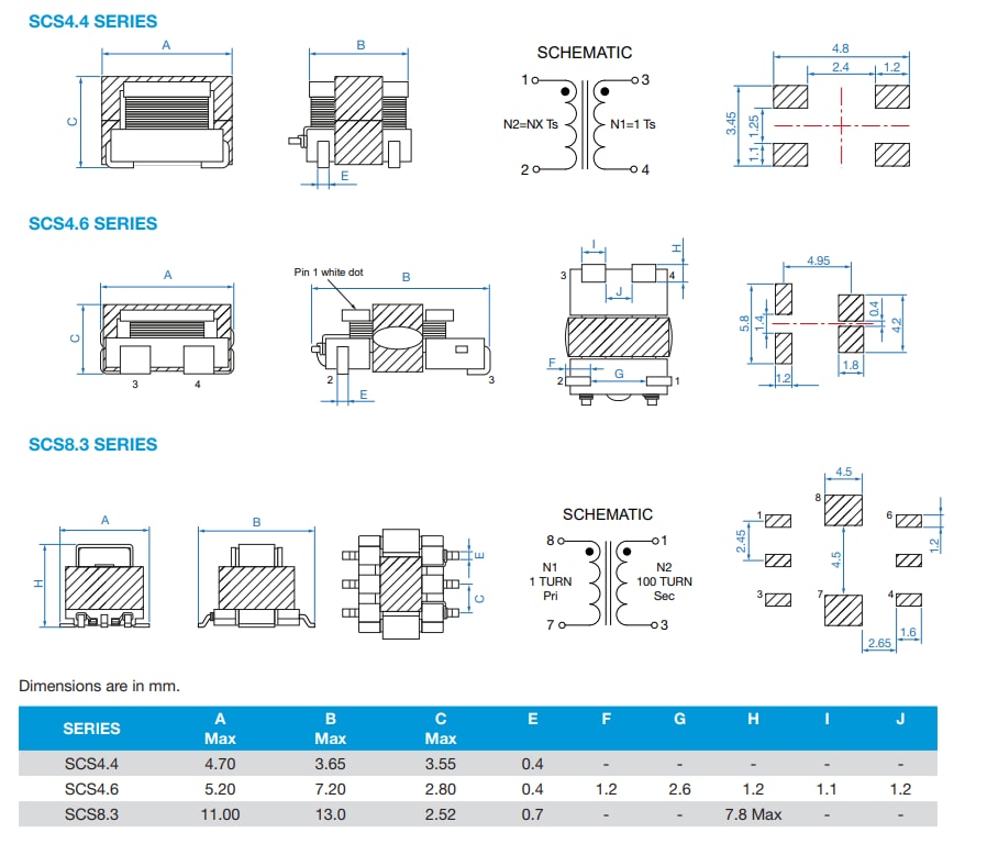 Signal Transformer / Bel Transformateurs de détection de courant haute fréquence SCS