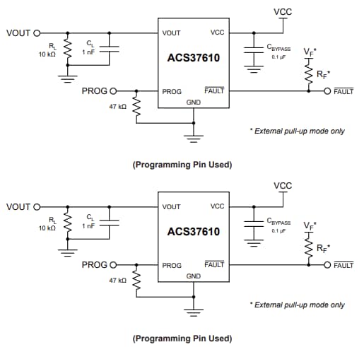 Schéma du circuit d'application - Allegro MicroSystems CI de capteurs de courant ACS37610