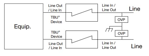Schéma du circuit d'application - Bourns Protecteurs haute vitesse TBU™ TBU-CA-Q