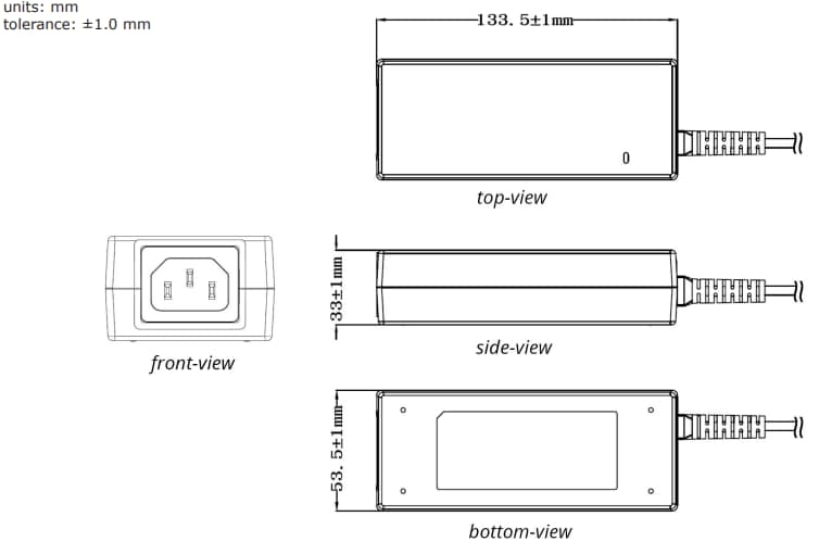 Plan mécanique - CUI Inc Adaptateurs CA-CC SDI90B pour plate-forme fixe