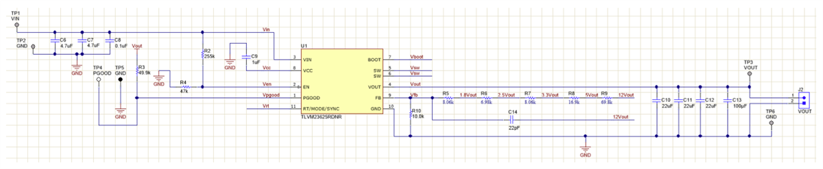 Schéma - Texas Instruments Module d'évaluation (EVM) TLVM23625EVM