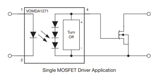 Schéma du circuit d'application - Vishay Pilotes MOSFET isolés optiquement