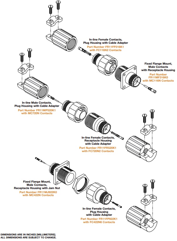 Plan mécanique - Positronic Connecteurs circulaires Front Runner