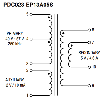 Schéma - Bourns Transformateurs d’impulsion CC/CC PDC