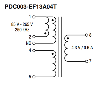 Schéma - Bourns Transformateurs d’impulsion CC/CC PDC