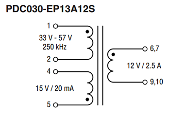 Schéma - Bourns Transformateurs d’impulsion CC/CC PDC