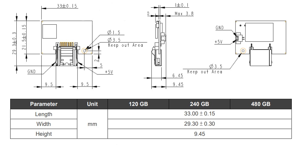 Mechanical Drawing - Apacer Technology Inc. SV250-7LP2 Solid State Disk Modules