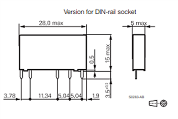 Plan mécanique - TE Connectivity / Schrack Relais de carte PCB Slimline série SNR