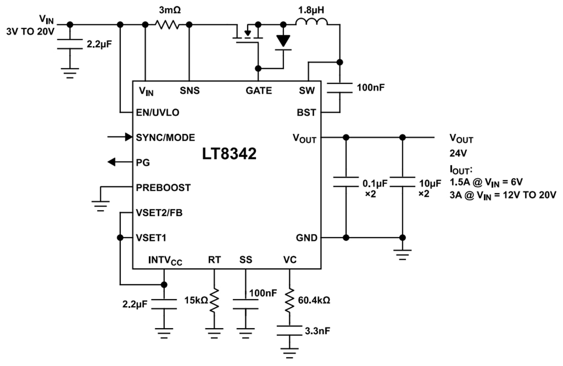Analog Devices Inc. Convertisseurs élévateurs synchrones LT8342