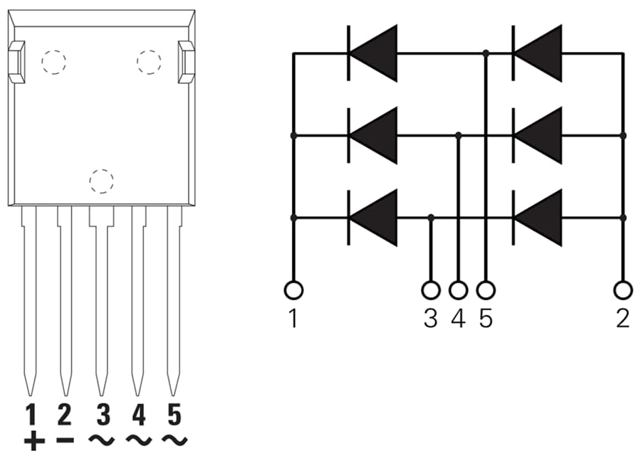 Graphique - IXYS Redresseur DPF30U200FC en pont triphasé sous 200 V et à 30 A