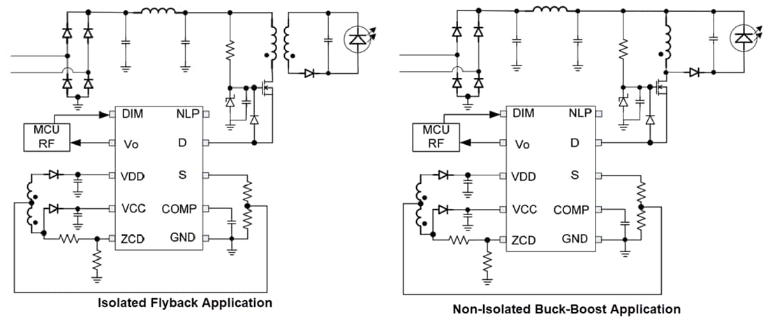 Application Circuit Diagram - Monolithic Power Systems (MPS) MP4057A Single-Stage Smart LED Solution