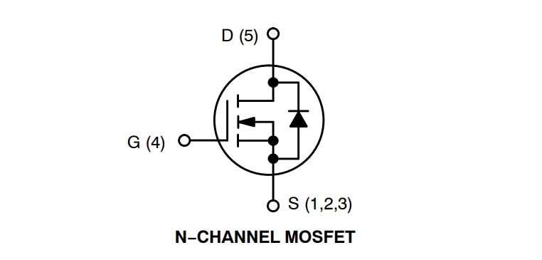 Schéma du circuit d'application - onsemi MOSFET de puissance monocanal N NVMFS5C645N