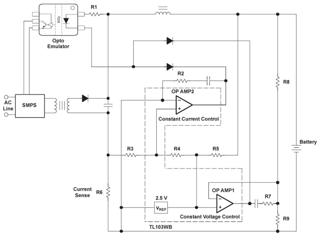 Schéma du circuit d'application - Texas Instruments Amplificateurs opérationnels à faible tension de décalage TL103Wx