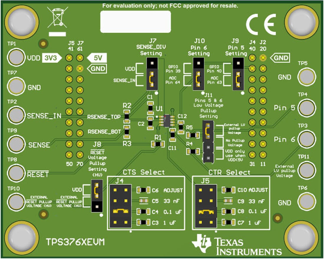 Plan mécanique - Texas Instruments Module d'évaluation du superviseur de fenêtre TPS376XEVM