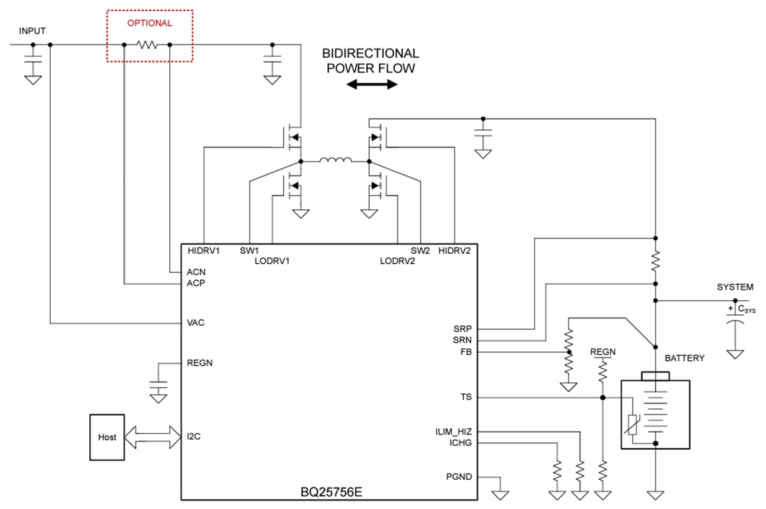 Schéma - Texas Instruments Contrôleur de charge de batterie Buck-Boost bq25756E