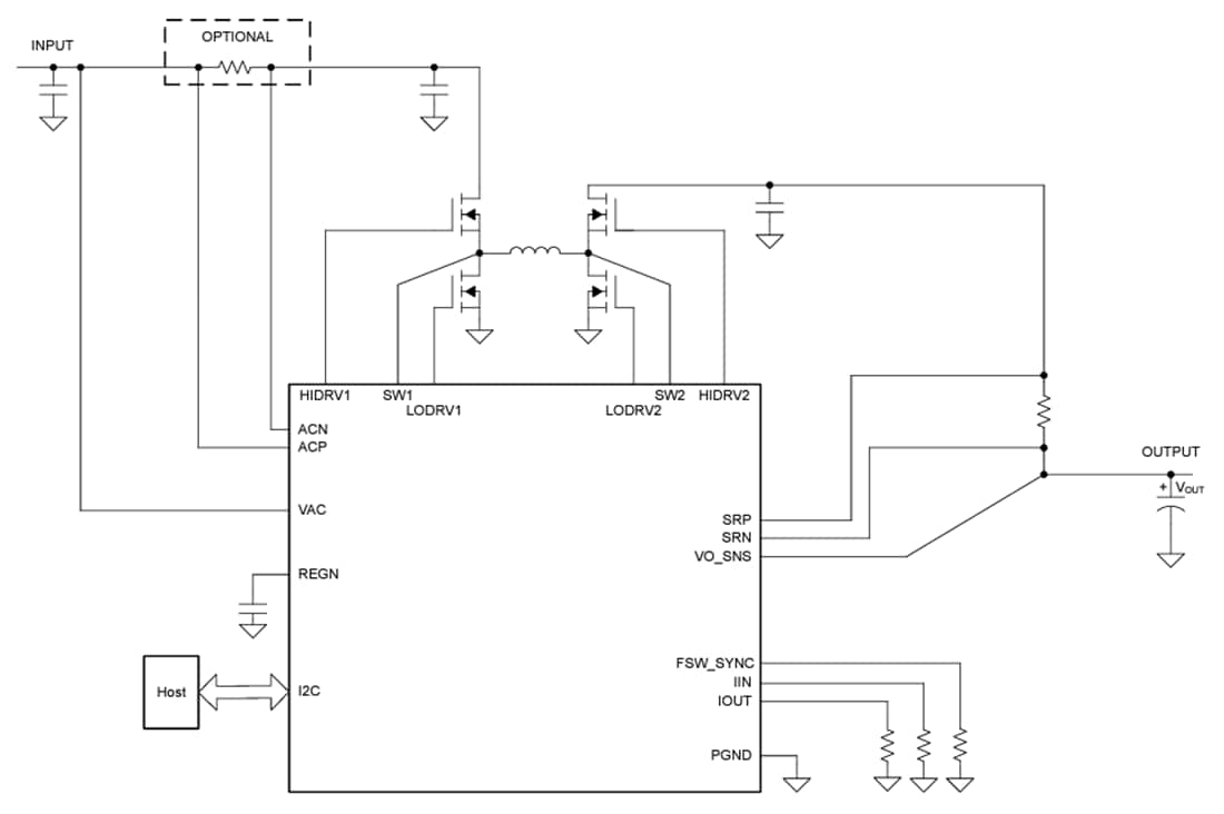 Schéma - Texas Instruments Contrôleur Buck-Boost bidirectionnel bq25758S