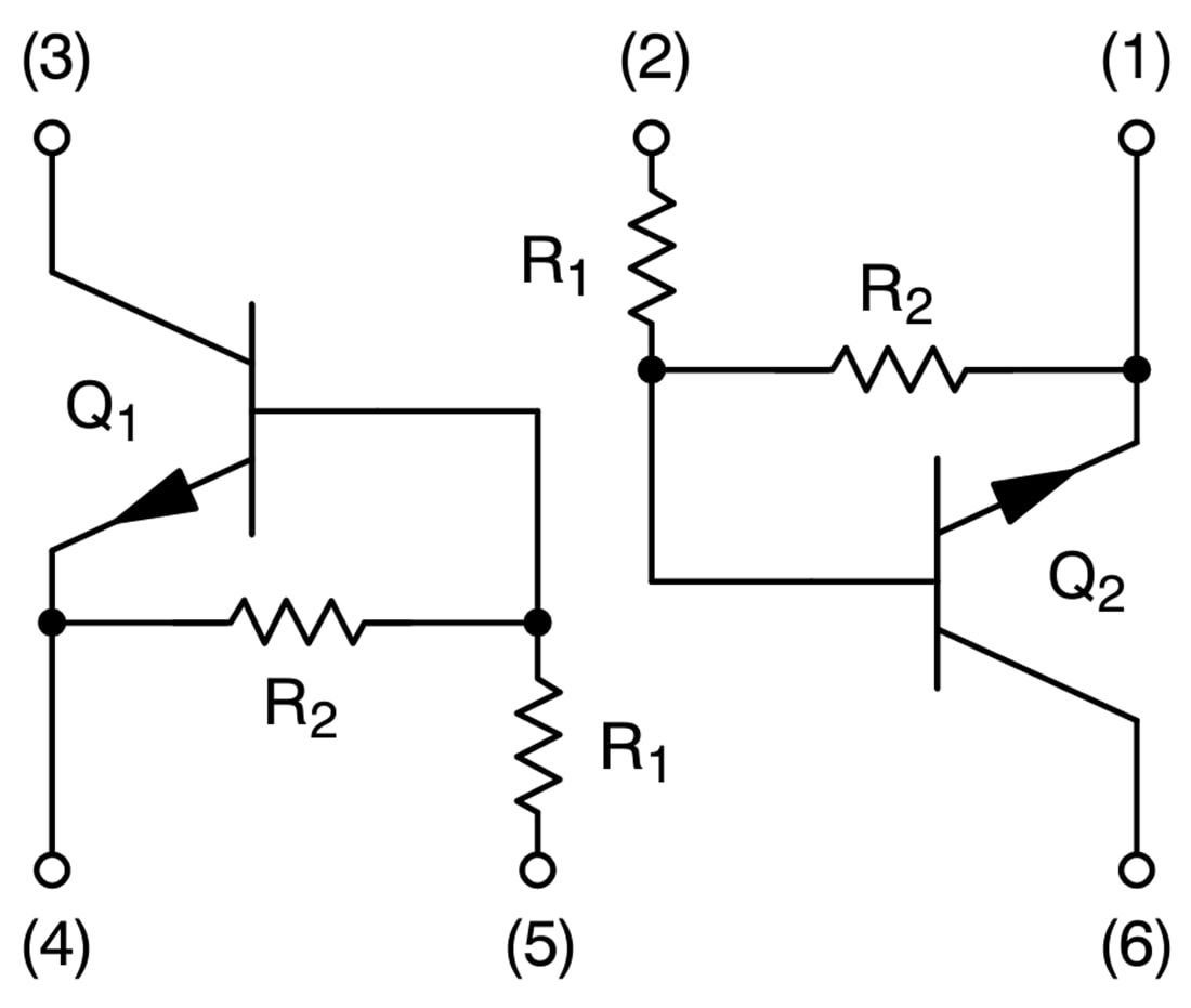Schéma - onsemi Transistors numériques bipolaires NPN doubles