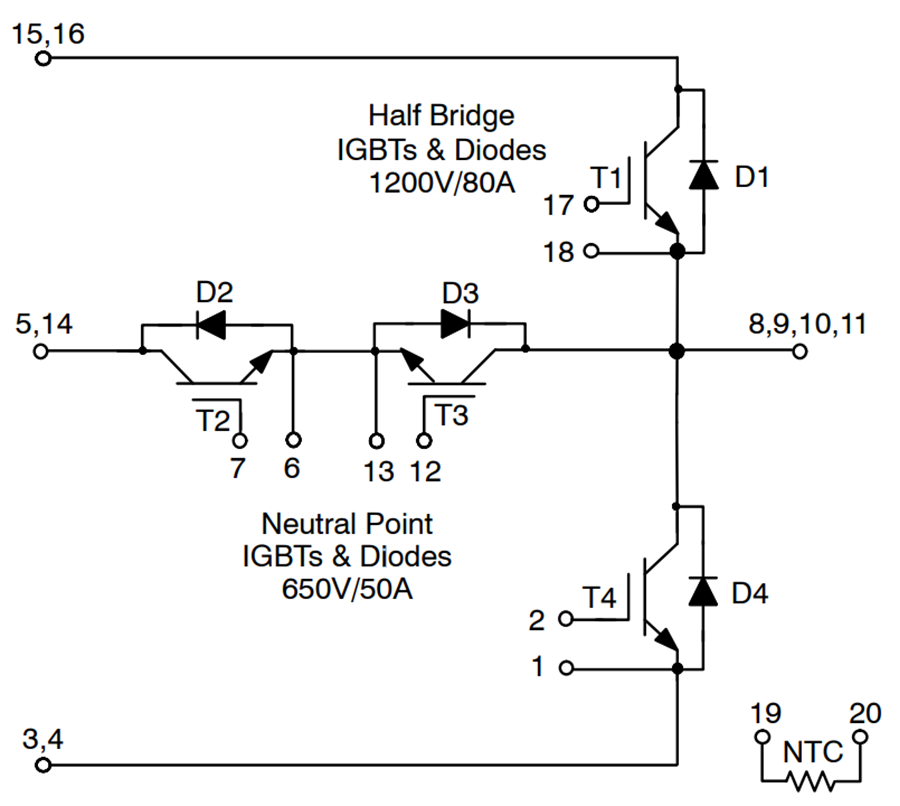 Schéma - onsemi Modules d'alimentation NXH80T120L2Q0S2/P2G Q0PACK