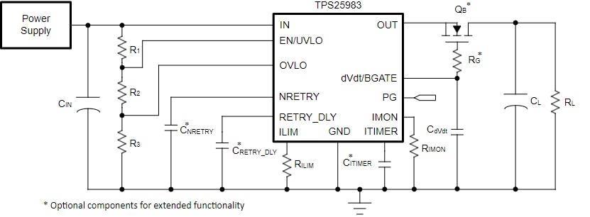 Schéma - Texas Instruments eFusibles remplaçables à chaud TPS25983