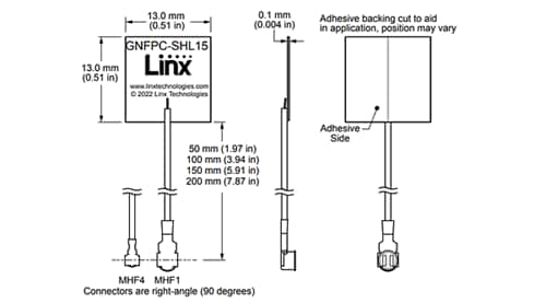 Graphique - TE Connectivity / Linx Technologies Antennes GNSS L1 intégrées flexibles ANT-GNFPC-SAHL1