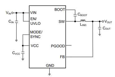 Schéma - Texas Instruments Convertisseurs abaisseurs CC-CC LMR36503E-Q1