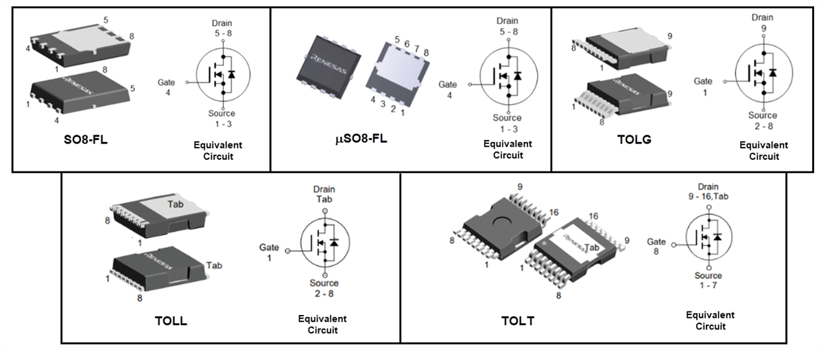 Schéma du circuit d'application - Renesas Electronics MOSFET de puissance REXFET-1 100 V et 150 V