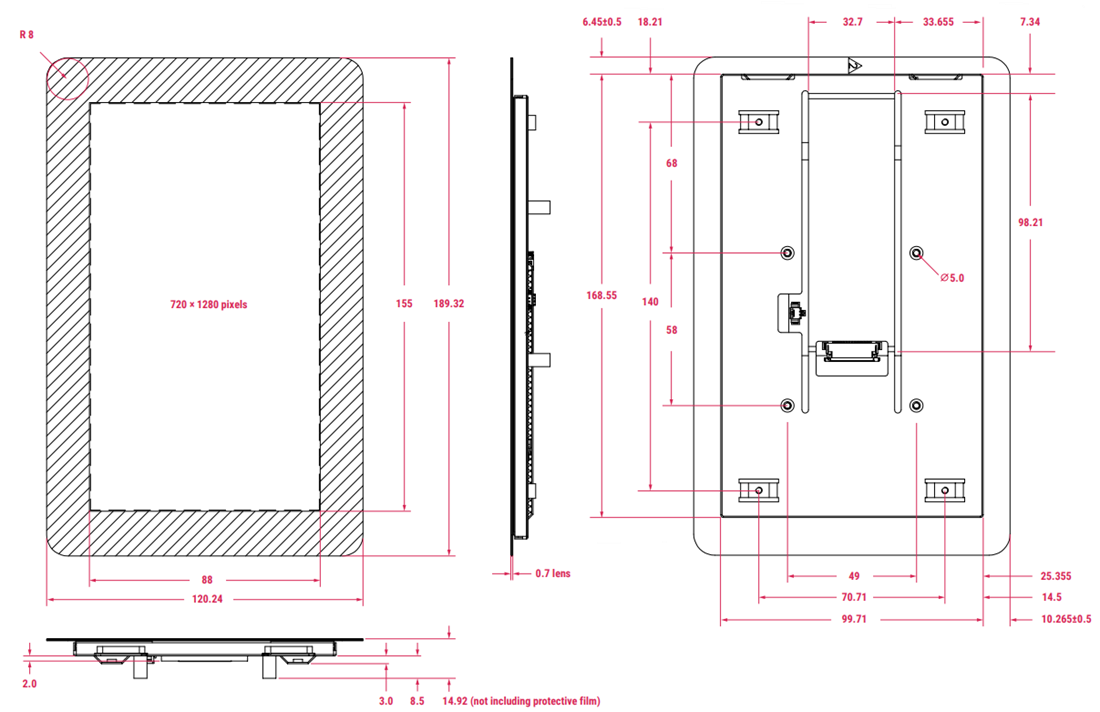 Plan mécanique - Raspberry Pi Écran tactile 2