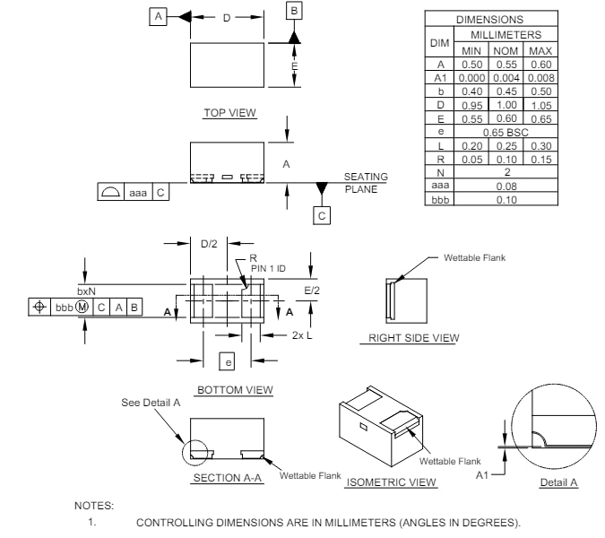 Plan mécanique - Semtech Composant de protection ESD & EOS RClamp®03331PWQ
