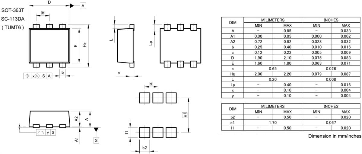 Plan mécanique - ROHM Semiconductor MOSFET de puissance RF6L025BG