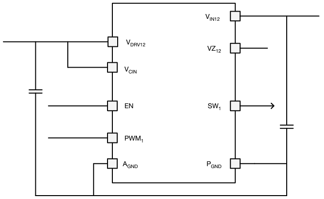 Schéma du circuit d'application - Vishay Semiconductors L'étage de puissance monolithique à quadruple canal SiP2204