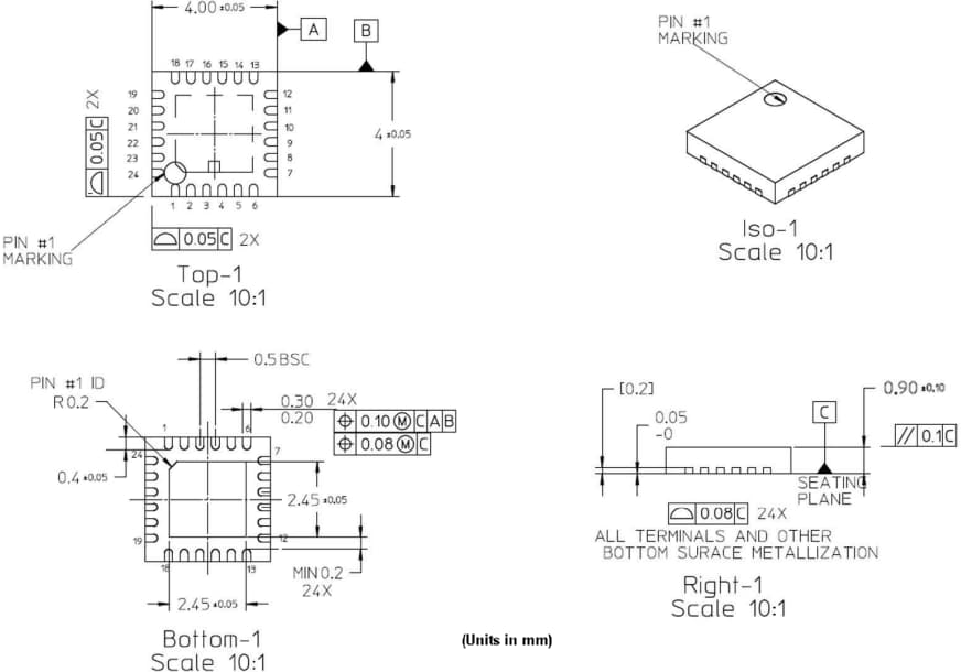 Plan mécanique - Broadcom Codeurs angulaires magnétiques programmables AEAT-9933
