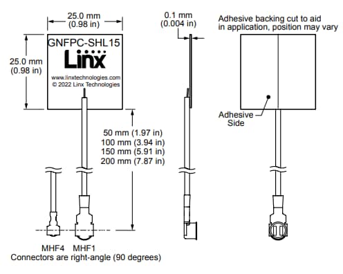 Plan mécanique - TE Connectivity / Linx Technologies Antennes GNSS L1/L5 ANT-GNFPC-SHL15